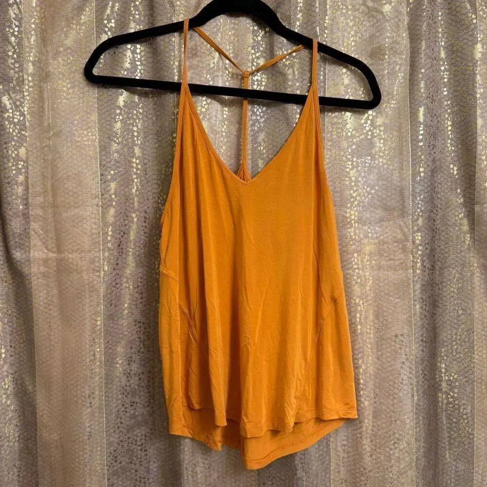 Lululemon Modal Silk Yoga Tank Top Autumn Orange Stretch Tank Small